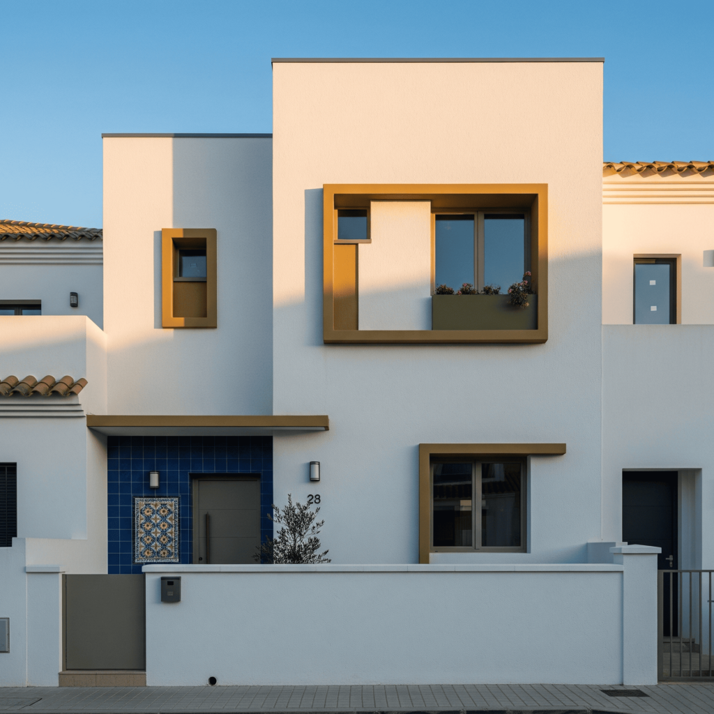 Chalet adosado con arquitectura moderna en pueblo de costa