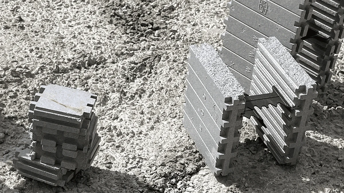 Bloques de encofrado aislante Styro Stone para la construcción de muros con alta eficiencia energética.